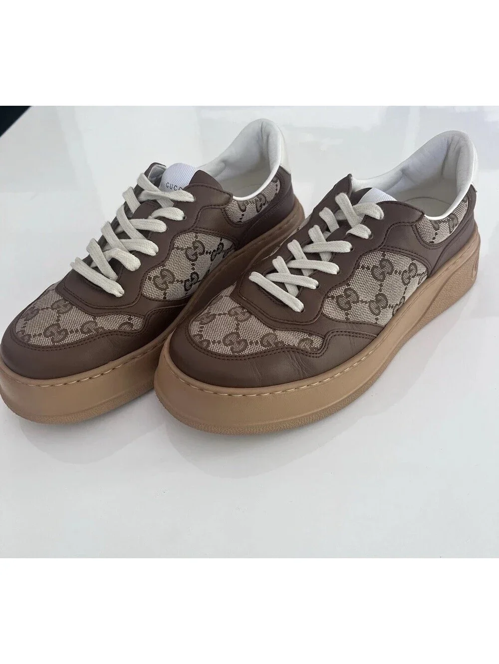 GUCCI $1010 Women's Chunky GG Brown Platform Sneakers Size 6